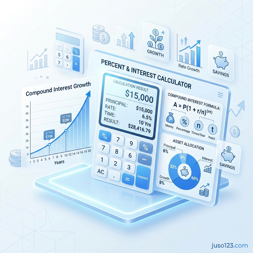 퍼센트 계산기와 이자 계산기 인터페이스 리뷰 이미지